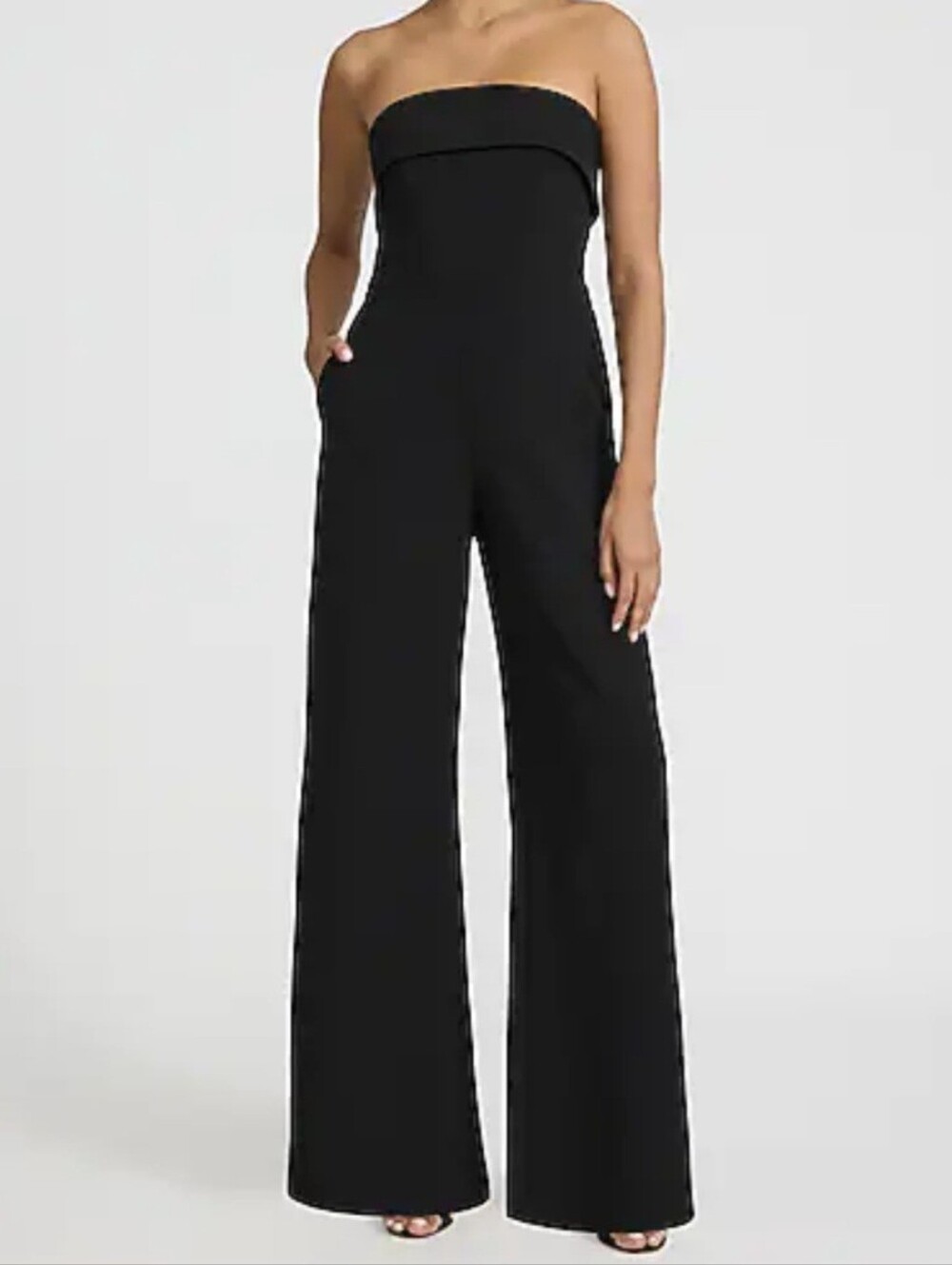 Crystal Sky Strapless Wide-Leg Jumpsuit in Black
